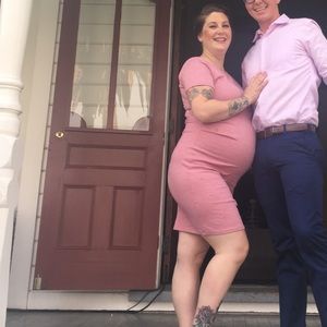 Pinkblush pink midi maternity dress